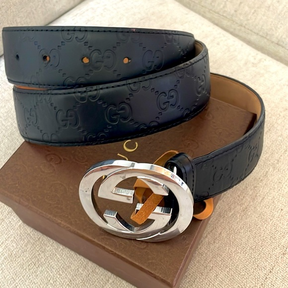 Gucci GG Canvas ssima interlocking Belt Black 114984 - Picture 1 of 9